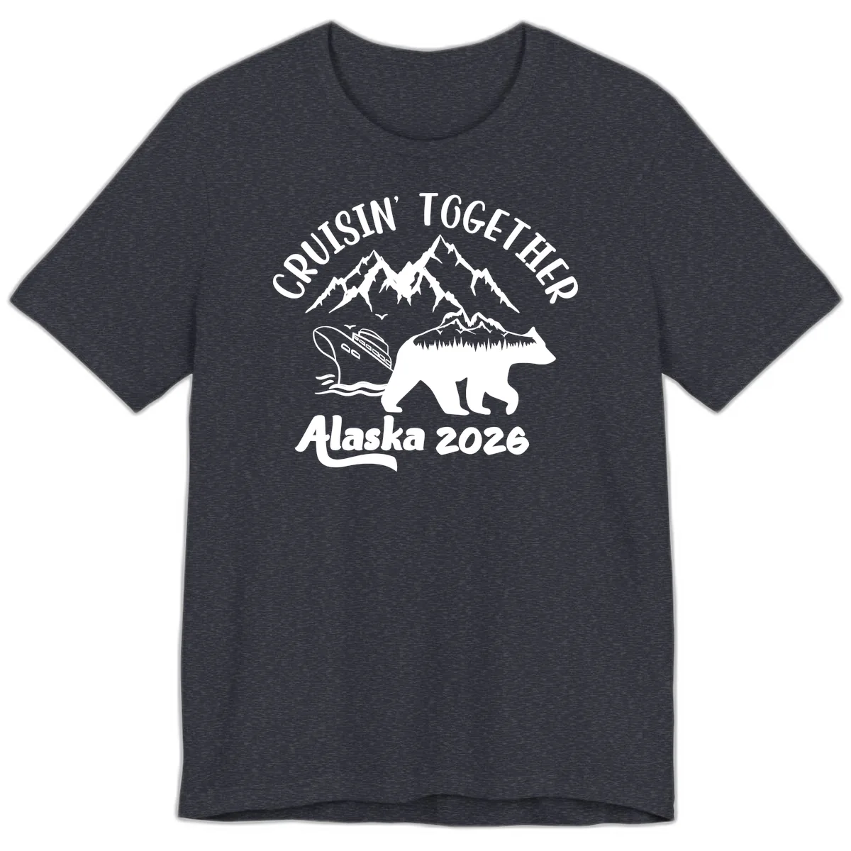 Cruisin' Together Alaska 2026 Premium T-Shirt in Heather Navy