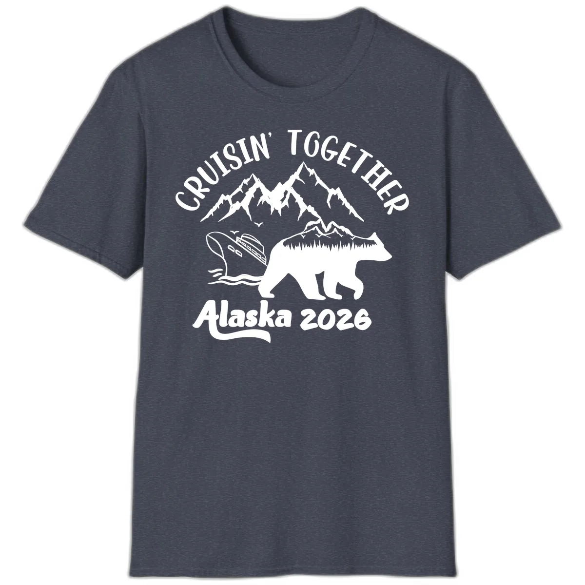 Cruisin' Together Alaska 2026 T-Shirt in Heather Navy