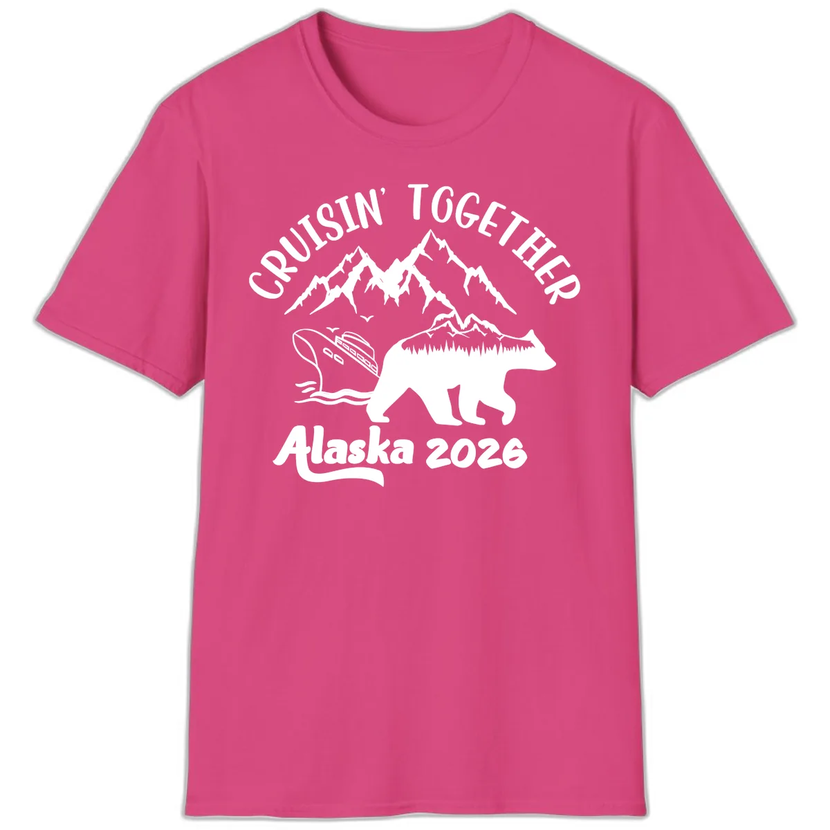Cruisin' Together Alaska 2026 T-Shirt in Heliconia