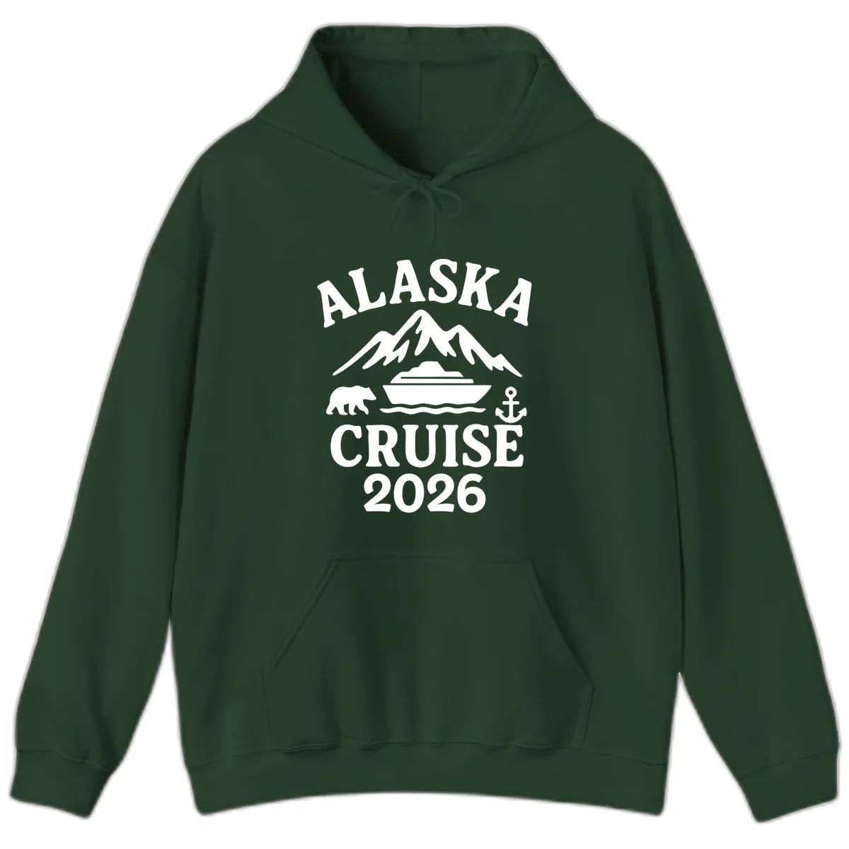 Alaska Cruise 2026 Adventure Hoodie in Forest Green