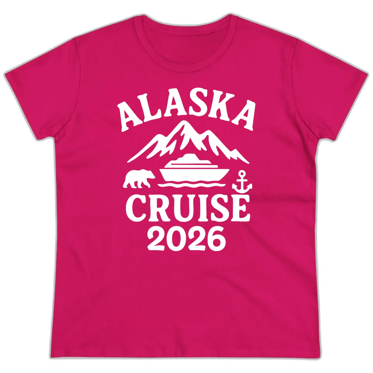 Alaska Cruise 2026 Adventure Ladies Tee in Heliconia