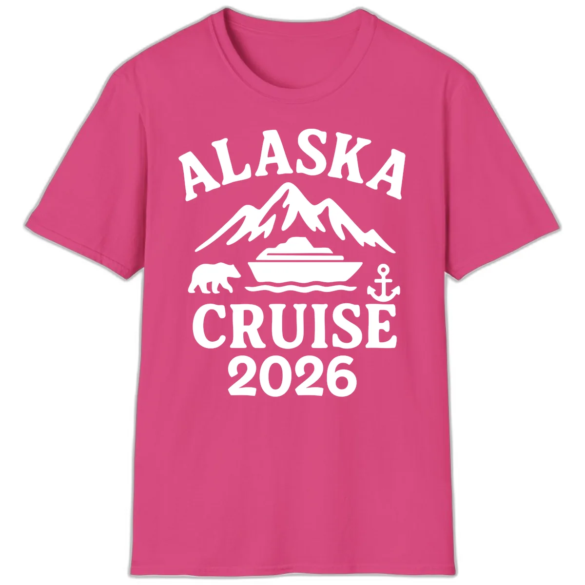 Alaska Cruise 2026 Adventure T-Shirt in Heliconia