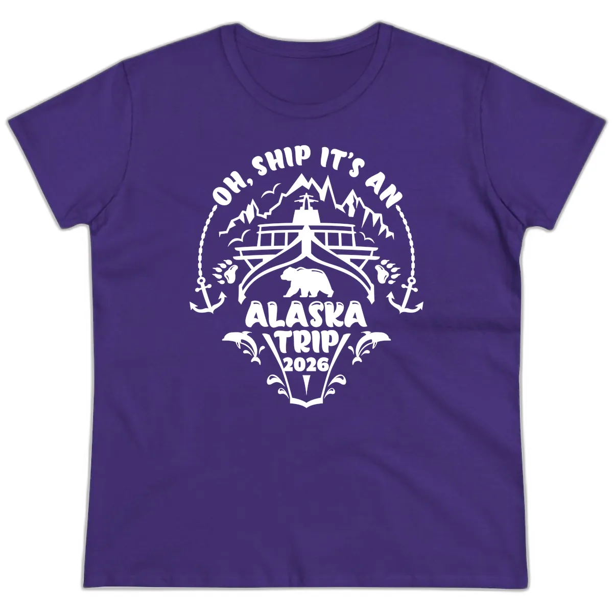Oh Ship It's An Alaska Trip 2026 Ladies Tee in Purple