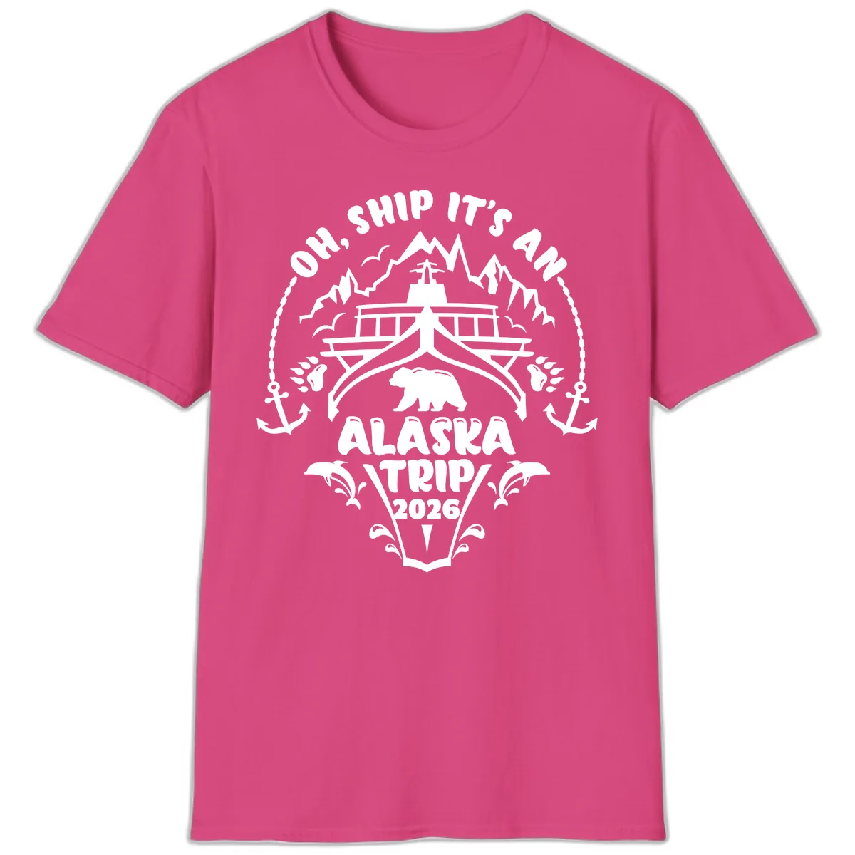 Oh Ship It's An Alaska Trip 2026 T-Shirt in Heliconia