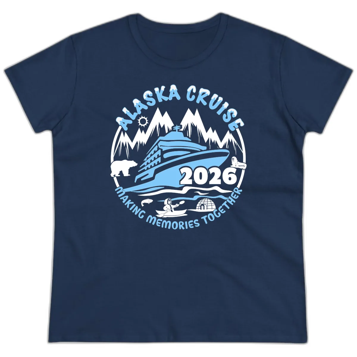 Alaska Cruise Making Memories Together Ladies Tee in Navy