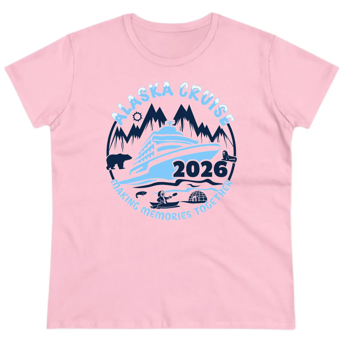 Alaska Cruise Making Memories Together Ladies Tee in Light Pink