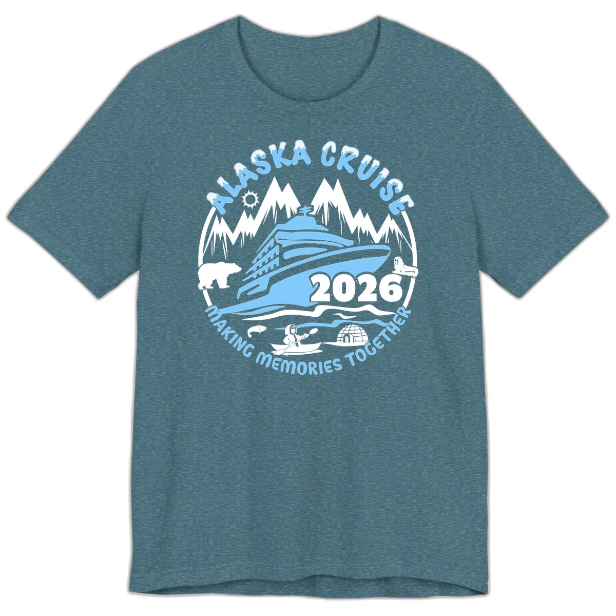Alaska Cruise Making Memories Together Premium T-Shirt in Heather Deep Teal
