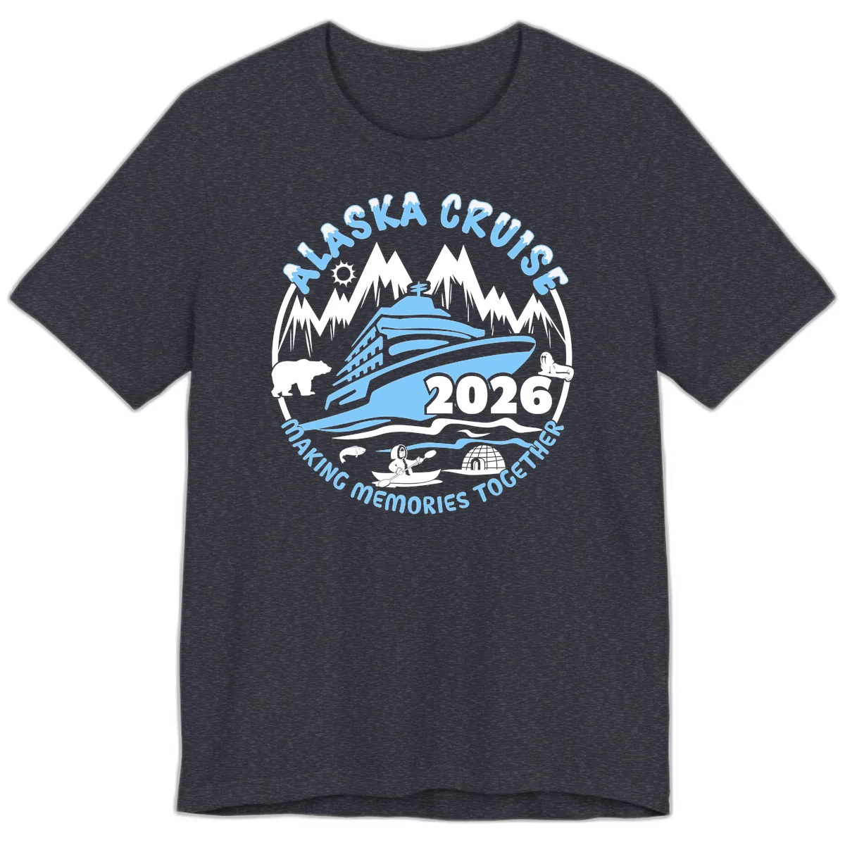 Alaska Cruise Making Memories Together Premium T-Shirt in Heather Navy