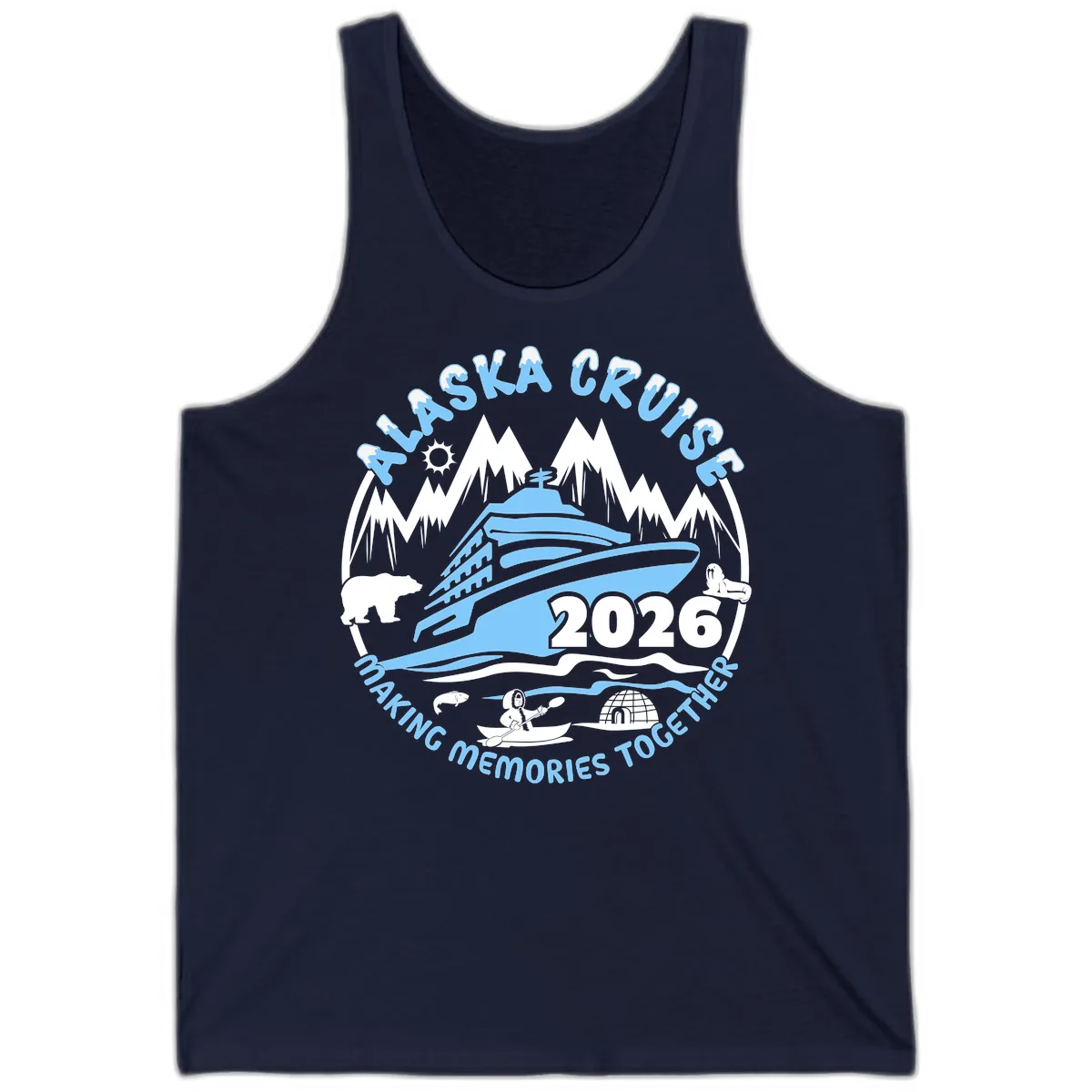 Alaska Cruise Making Memories Together Tank in Navy