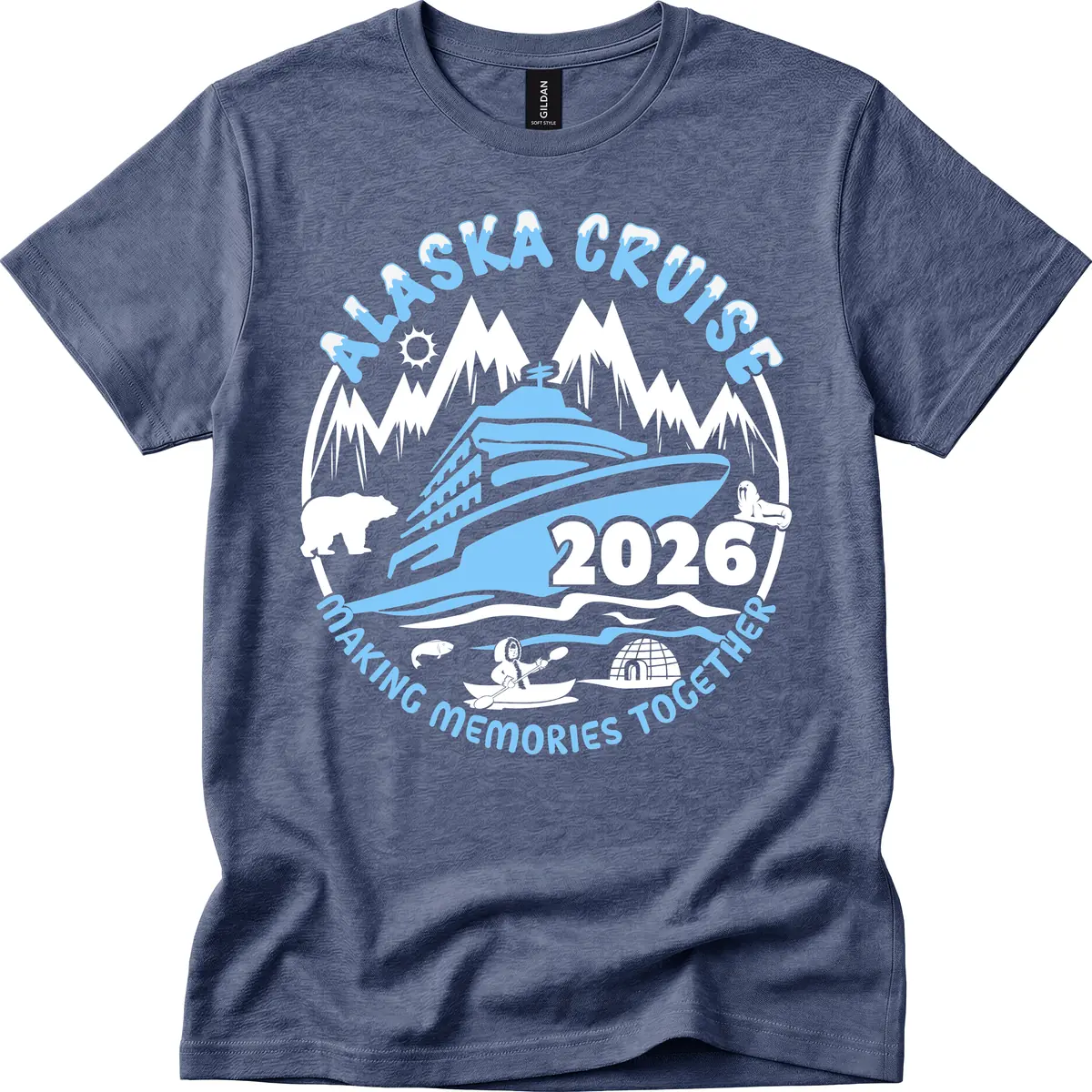 Alaska Cruise Making Memories Together T-Shirt in Heather Navy