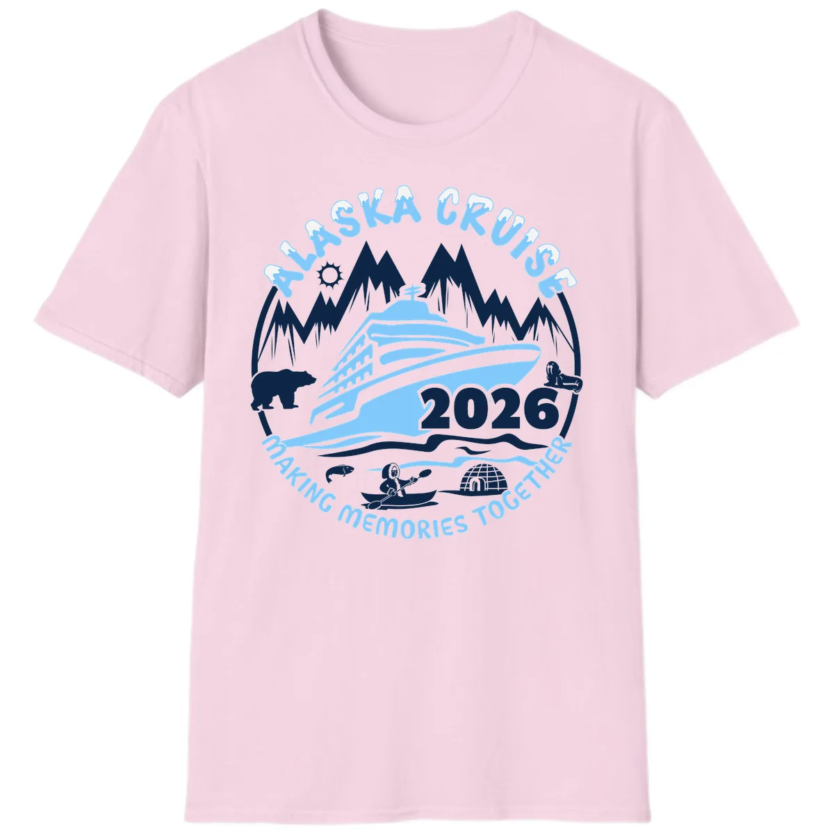 Alaska Cruise Making Memories Together T-Shirt in Light Pink