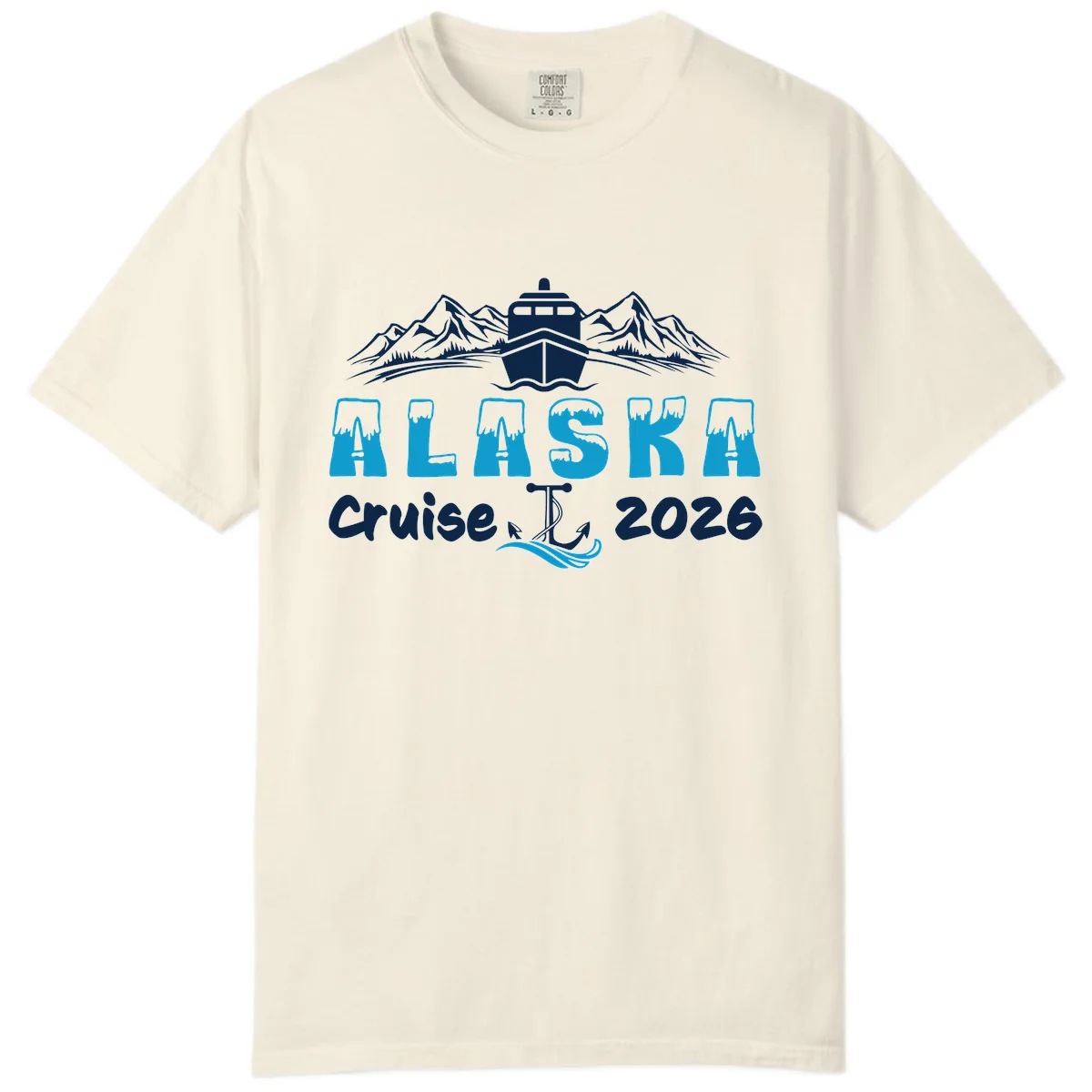 Alaska Cruise Typography Design Comfort Color in Ivory