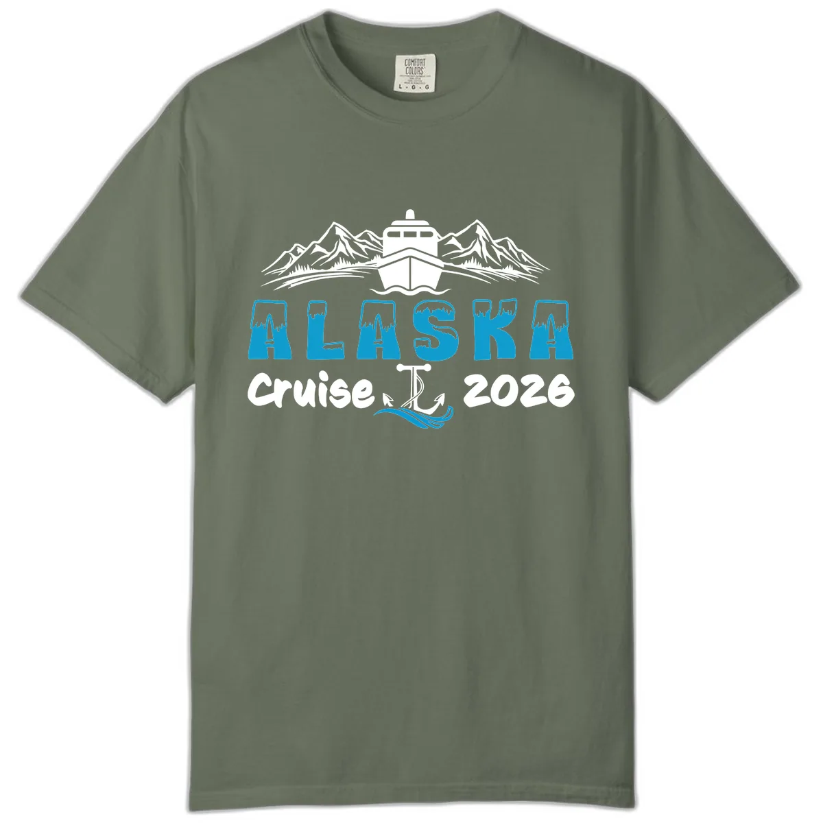 Alaska Cruise Typography Design Comfort Color in Moss