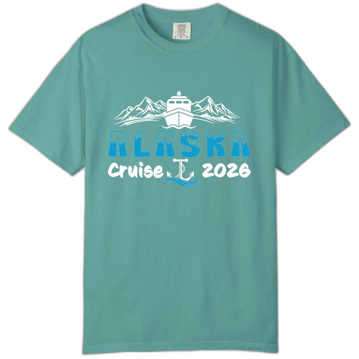 Alaska Cruise Typography Design Comfort Color in Seafoam