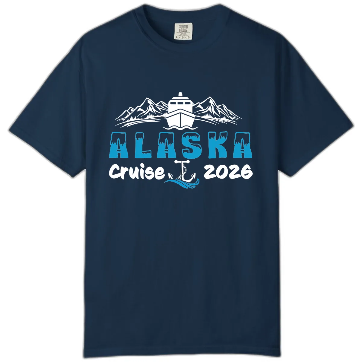 Alaska Cruise Typography Design Comfort Color in True Navy