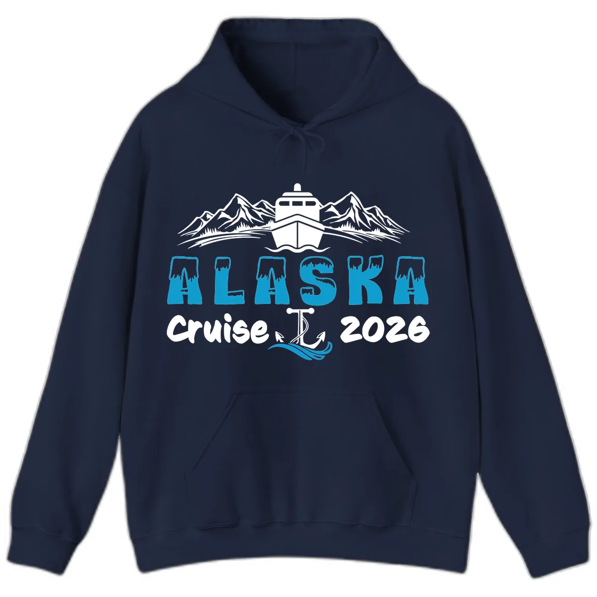 Alaska Cruise Typography Design Hoodie in Navy