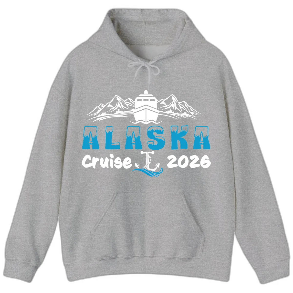Alaska Cruise Typography Design Hoodie in Sport Grey
