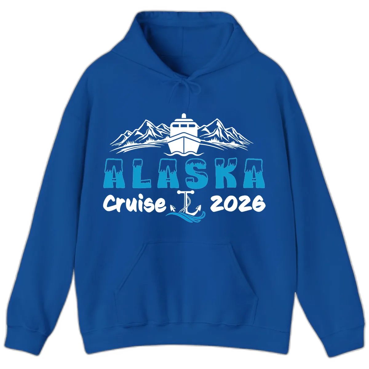 Alaska Cruise Typography Design Hoodie in Royal