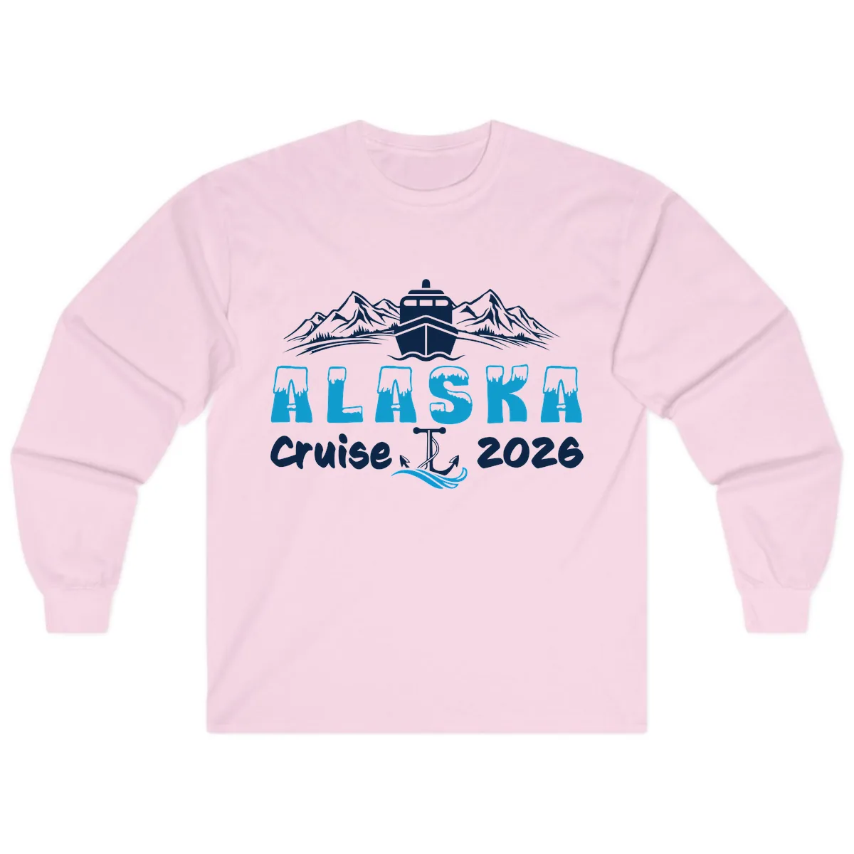 Alaska Cruise Typography Design Long Sleeve in Light Pink