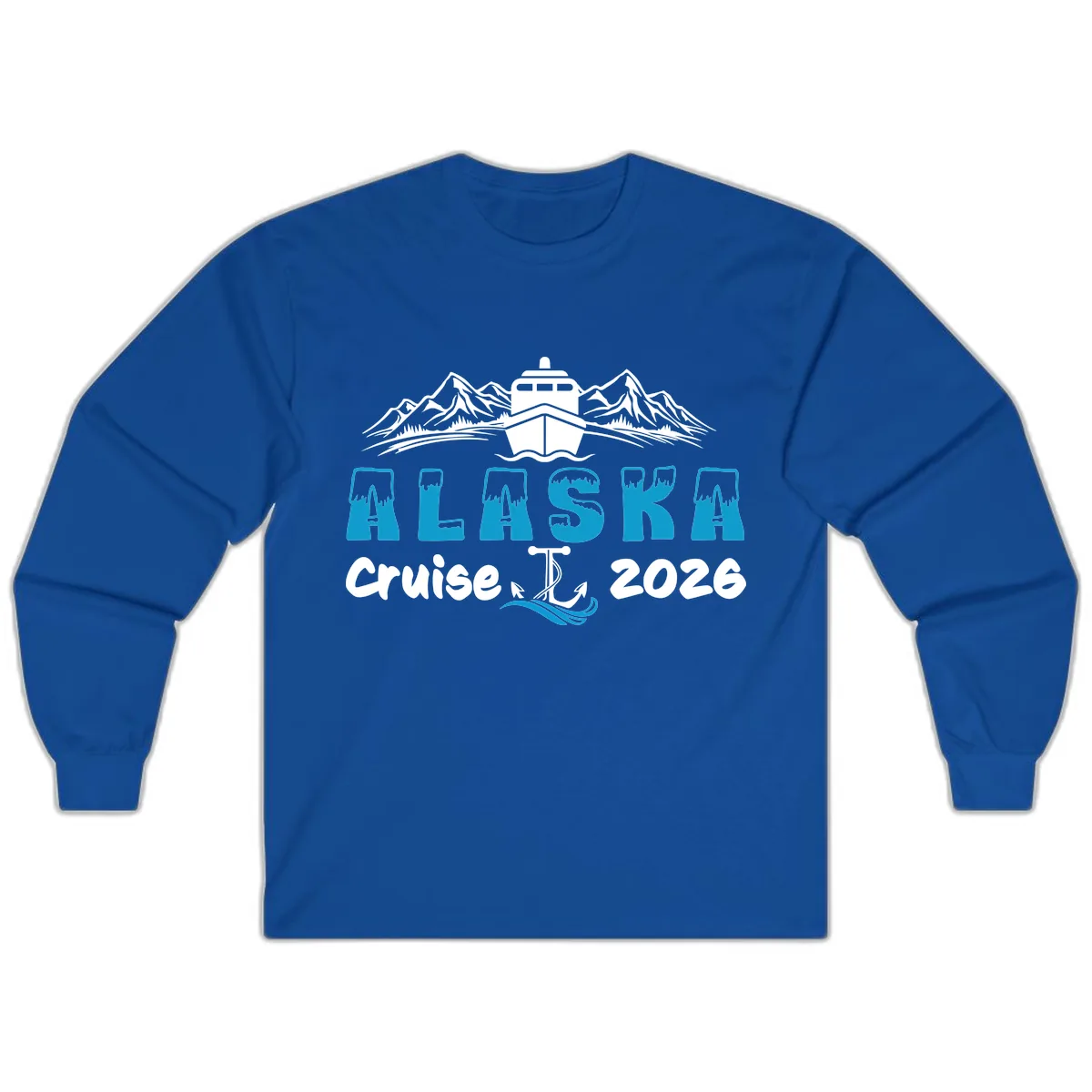 Alaska Cruise Typography Design Long Sleeve in Royal