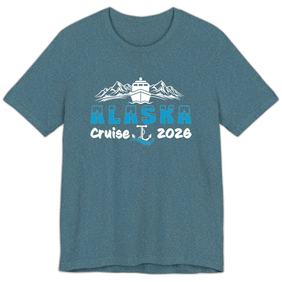 Alaska Cruise Typography Design Premium T-Shirt in Heather Deep Teal