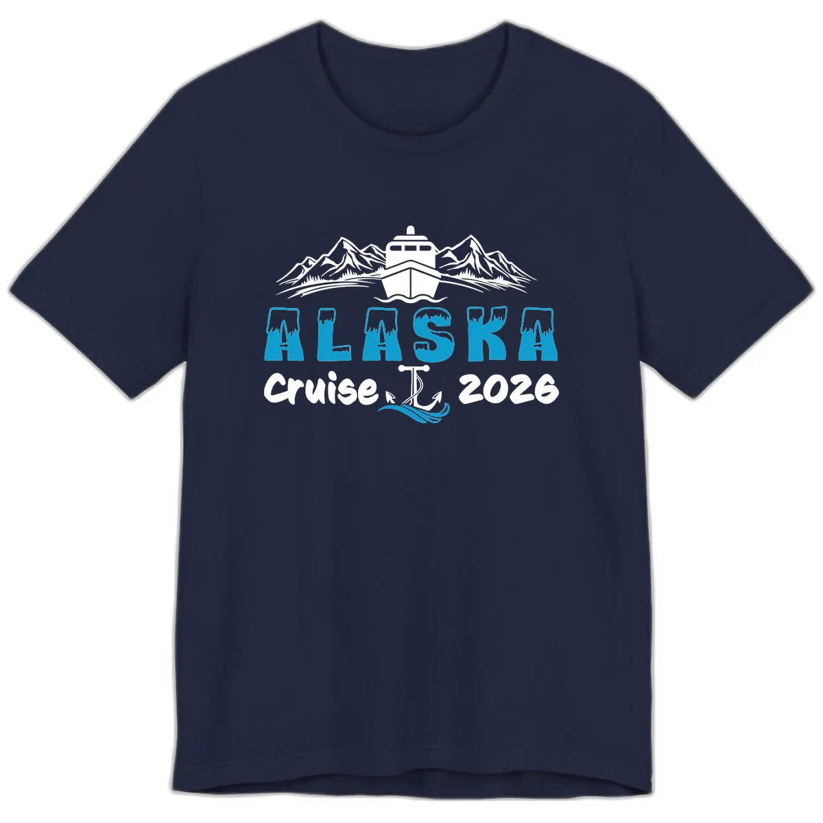 Alaska Cruise Typography Design Premium T-Shirt in Navy