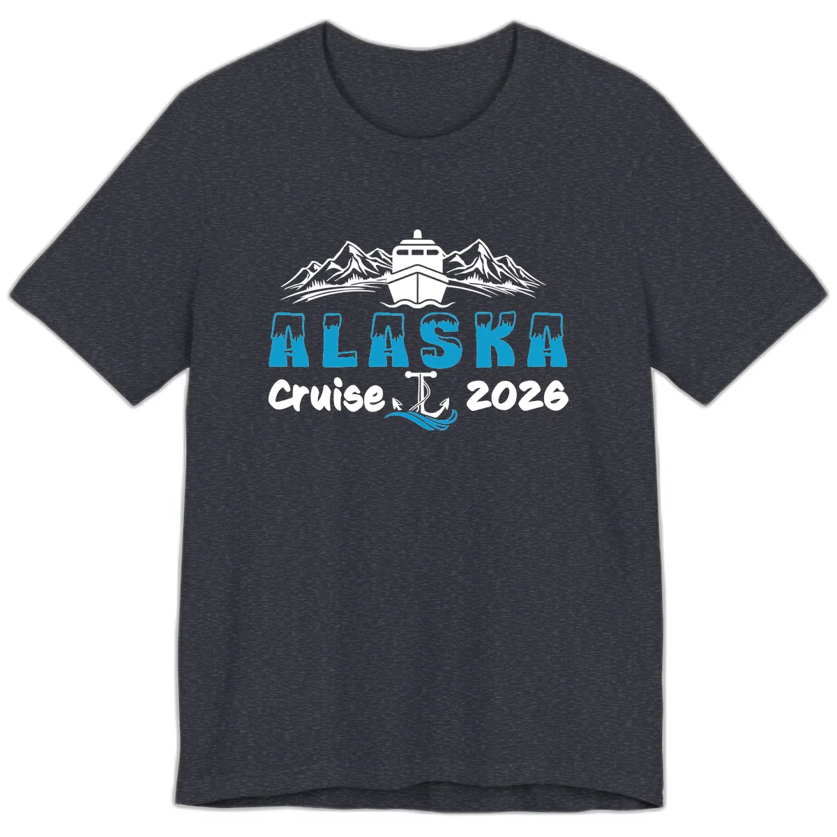 Alaska Cruise Typography Design Premium T-Shirt in Heather Navy