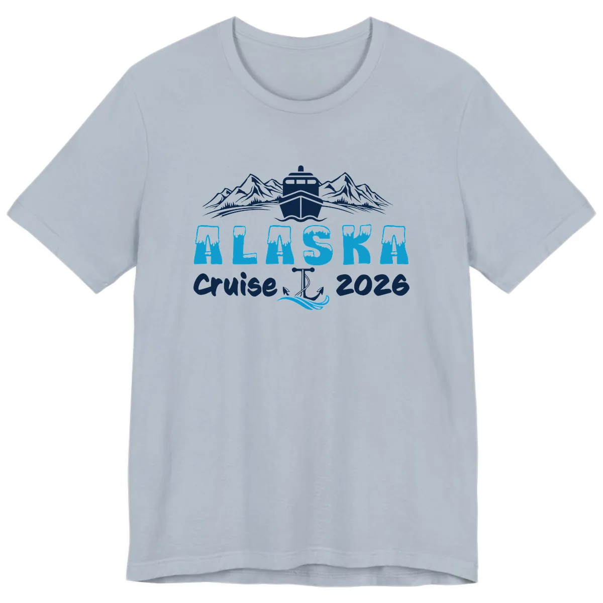 Alaska Cruise Typography Design Premium T-Shirt in Light Blue