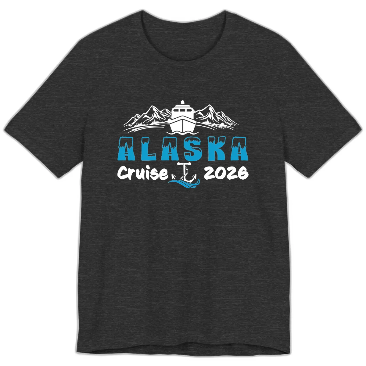 Alaska Cruise Typography Design Premium T-Shirt in Dark Grey Heather