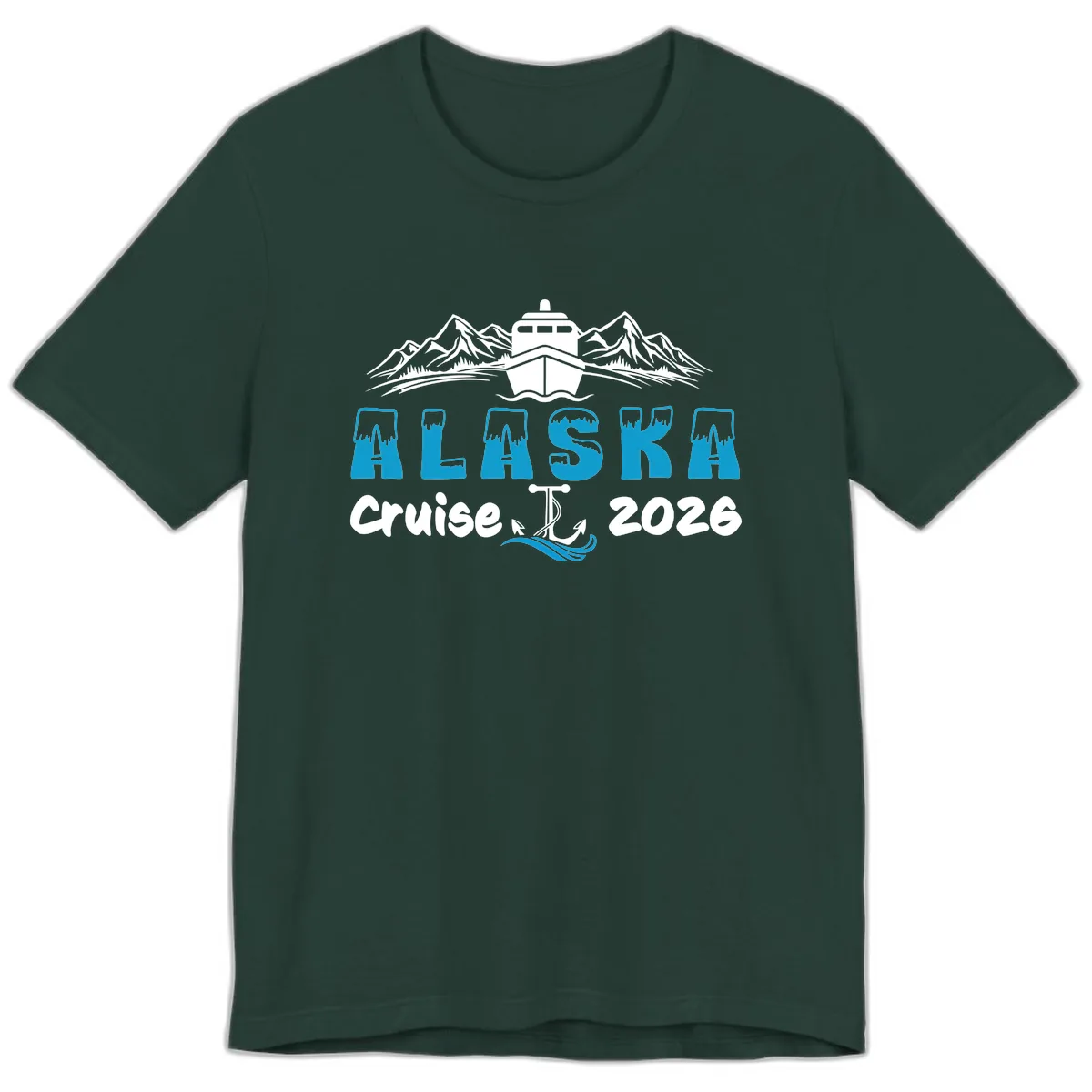 Alaska Cruise Typography Design Premium T-Shirt in Forest