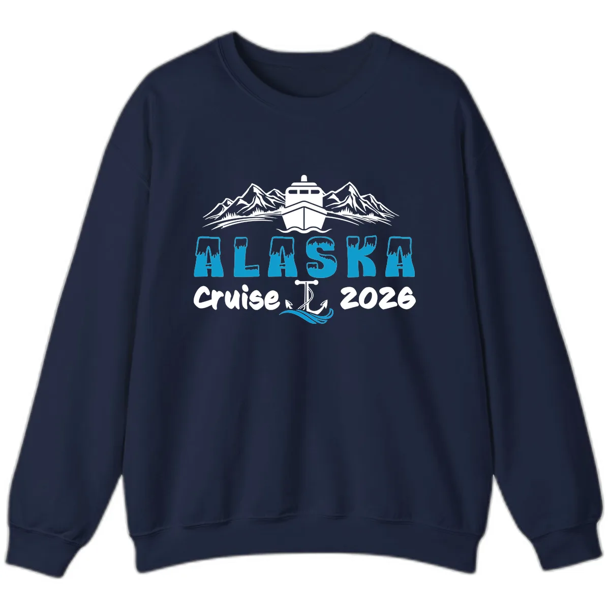 Alaska Cruise Typography Design Sweatshirt in Navy