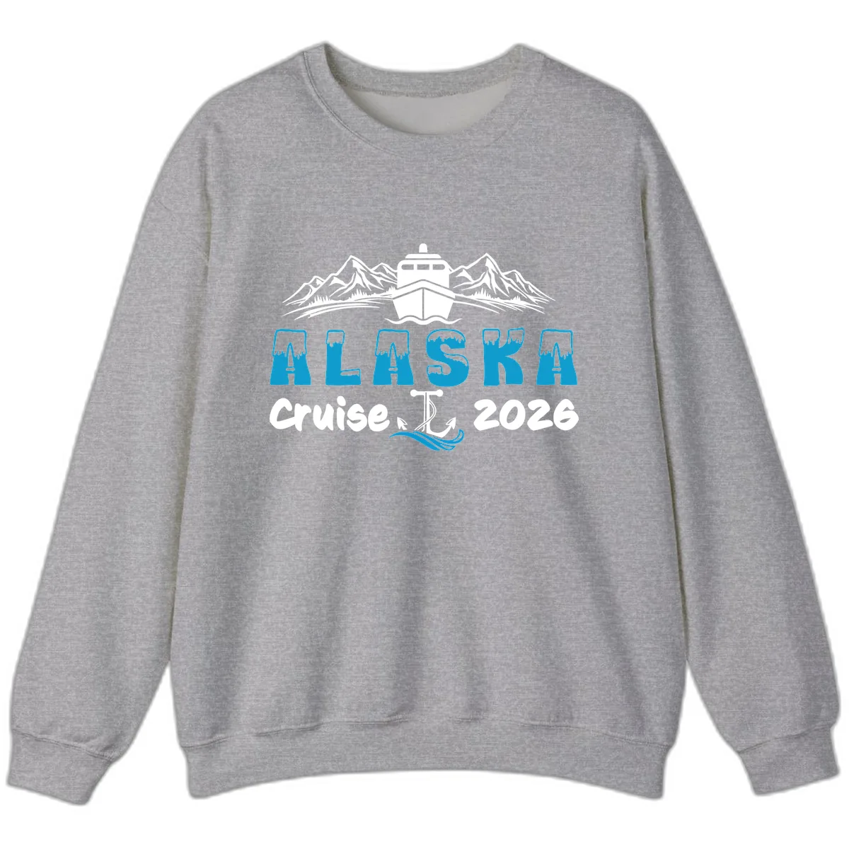 Alaska Cruise Typography Design Sweatshirt in Sport Grey