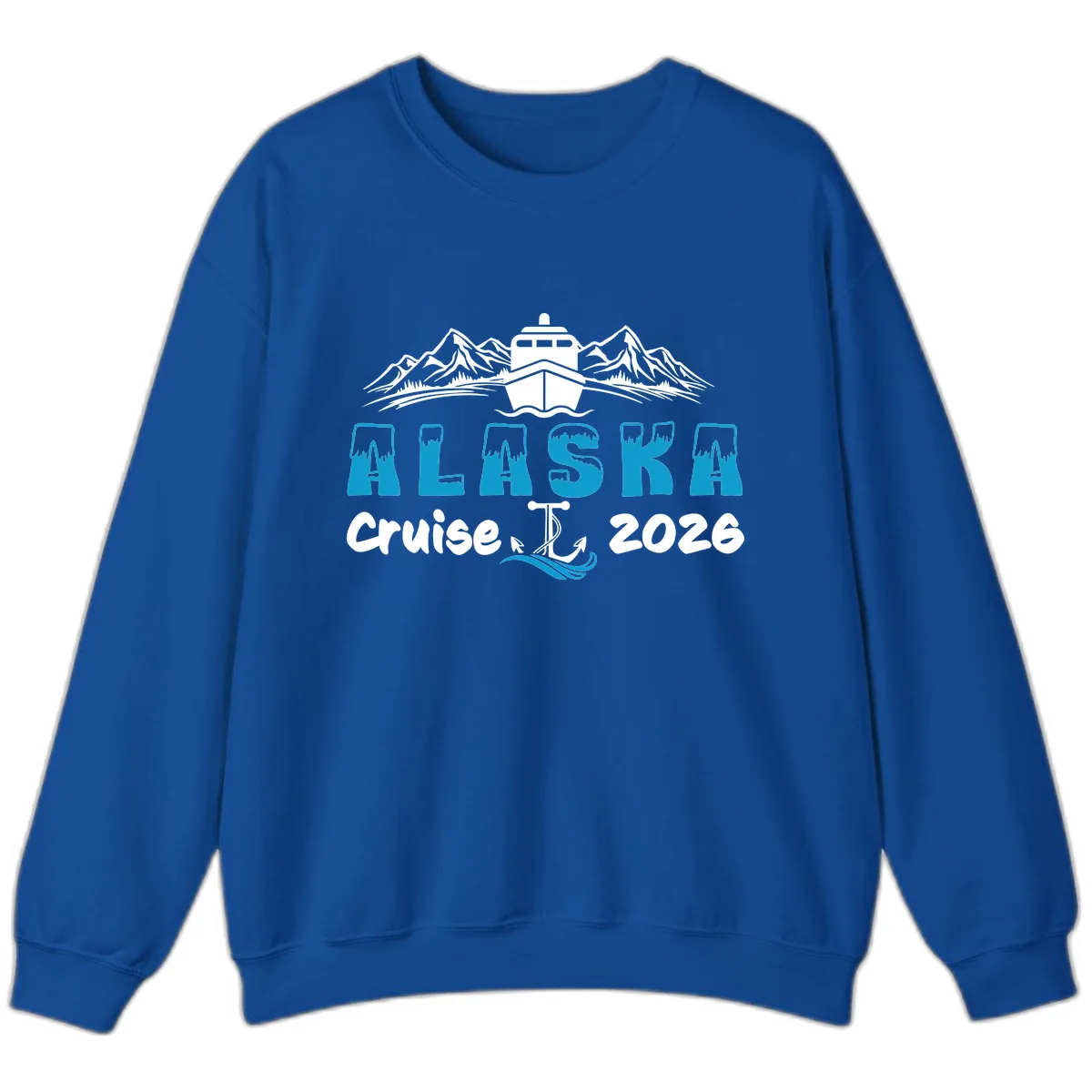 Alaska Cruise Typography Design Sweatshirt in Royal