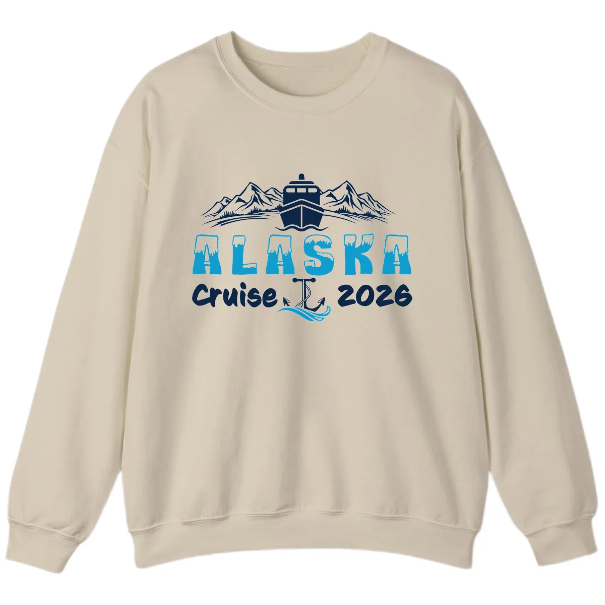 Alaska Cruise Typography Design Sweatshirt in Sand