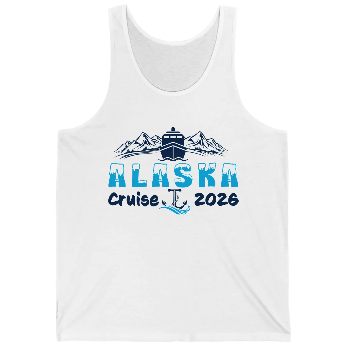 Alaska Cruise Typography Design Tank in White