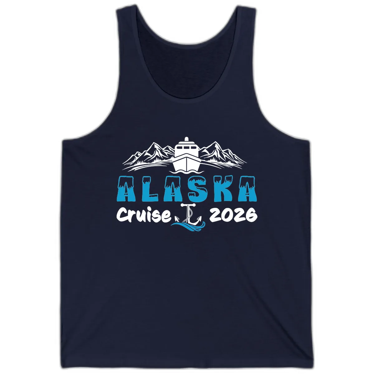 Alaska Cruise Typography Design Tank in Navy