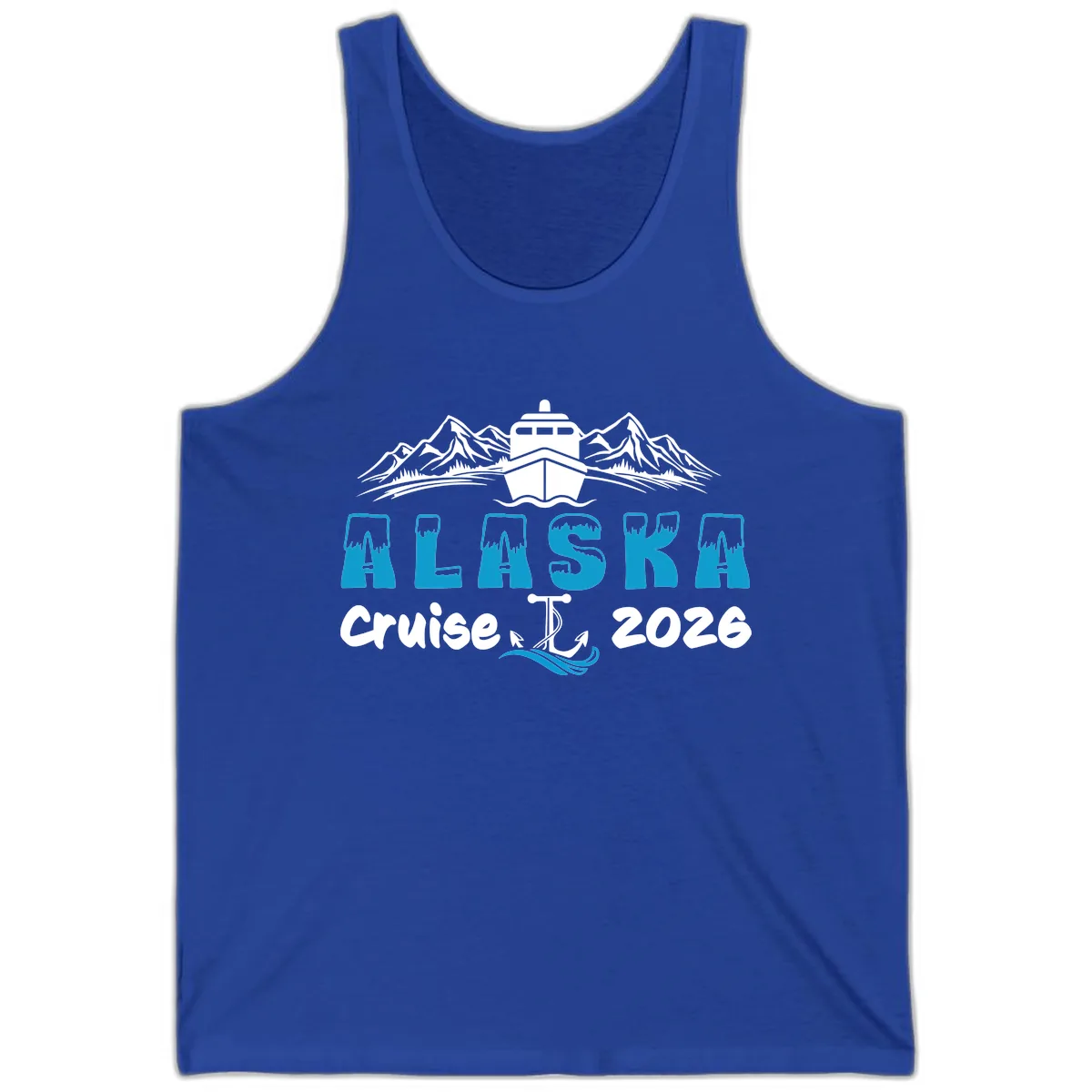 Alaska Cruise Typography Design Tank in True Royal