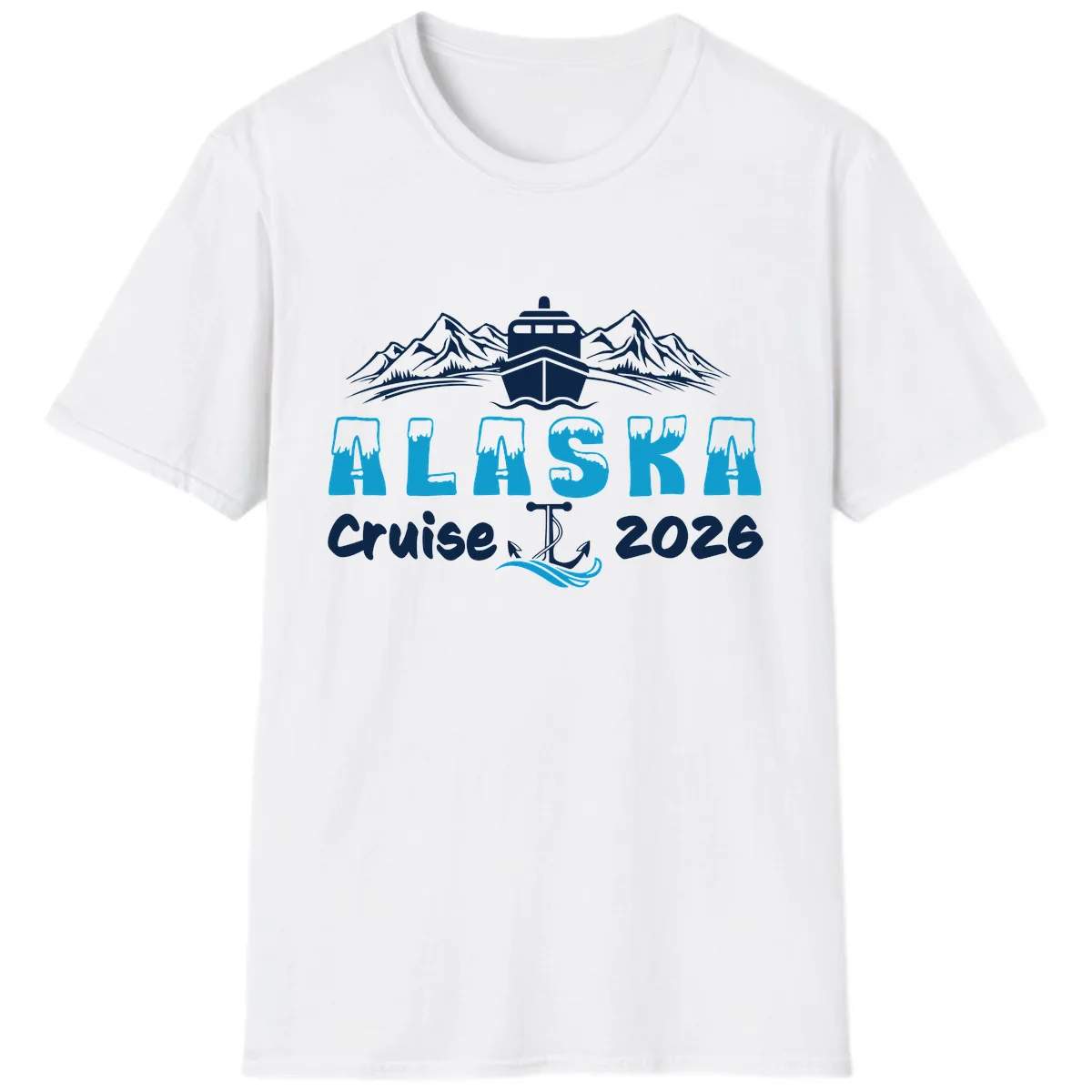 Alaska Cruise Typography Design T-Shirt in White
