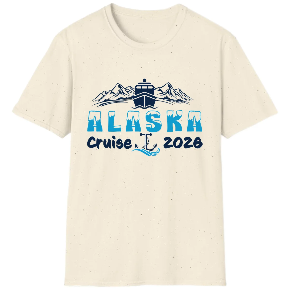 Alaska Cruise Typography Design T-Shirt in Natural