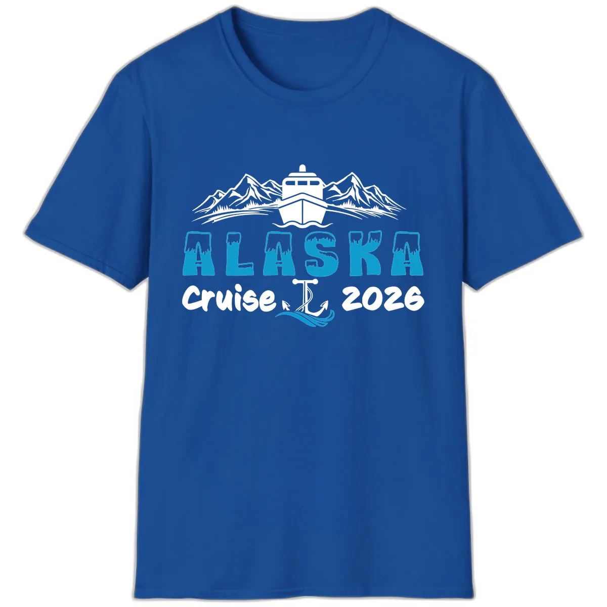 Alaska Cruise Typography Design T-Shirt in Royal