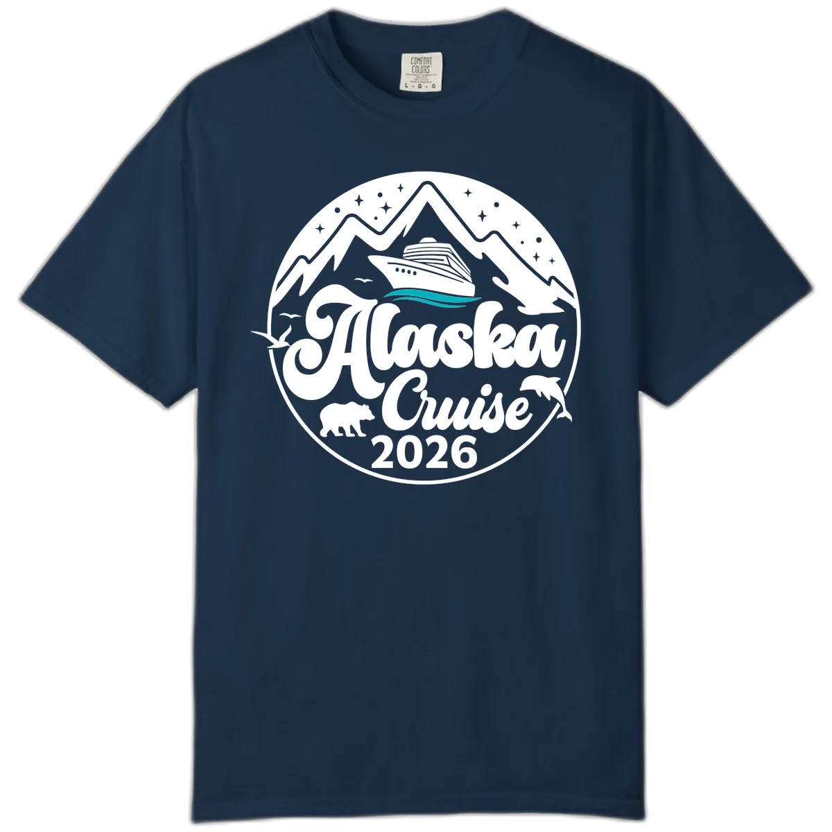 Ocean Wave Minimalist Comfort Color in True Navy