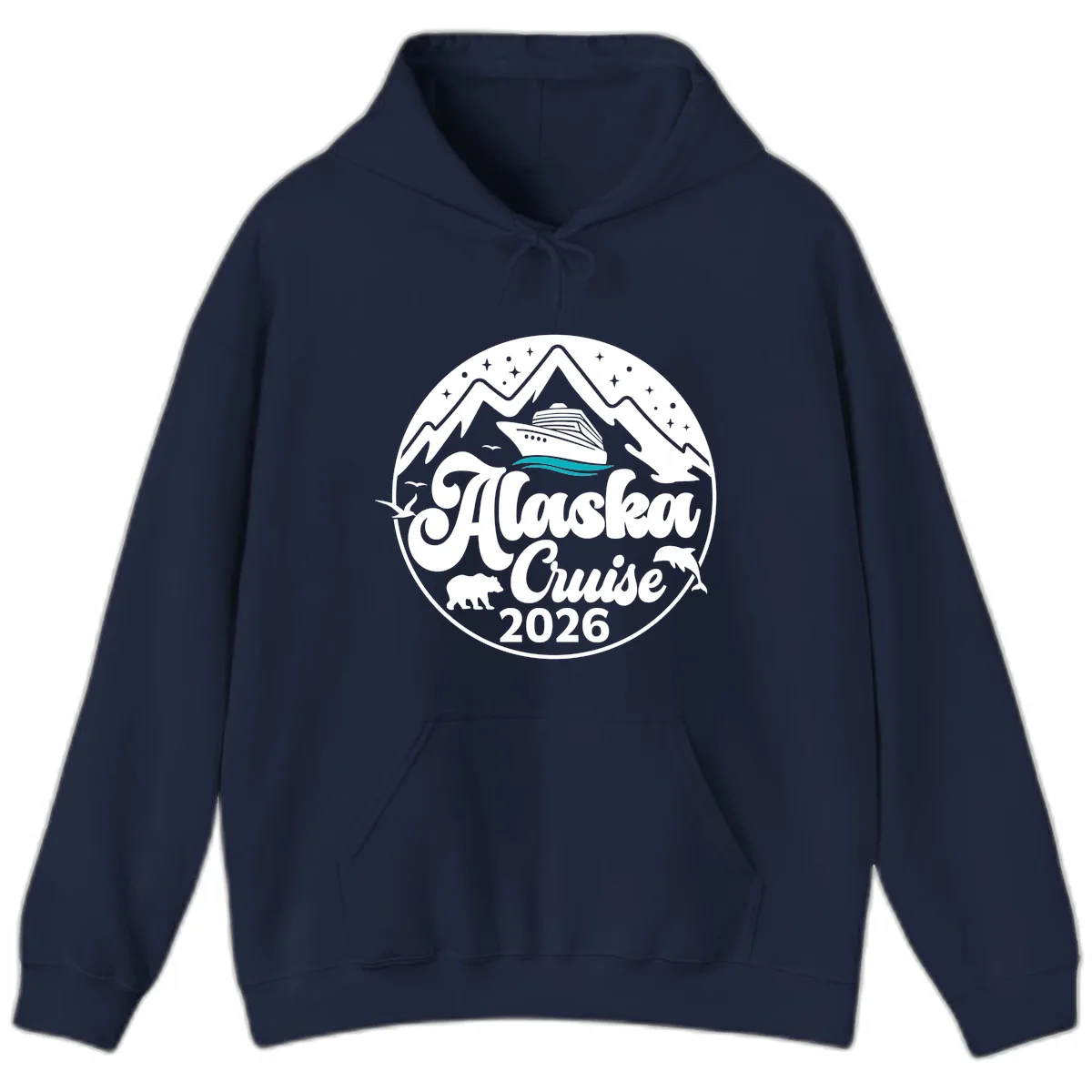 Ocean Wave Minimalist Hoodie in Navy