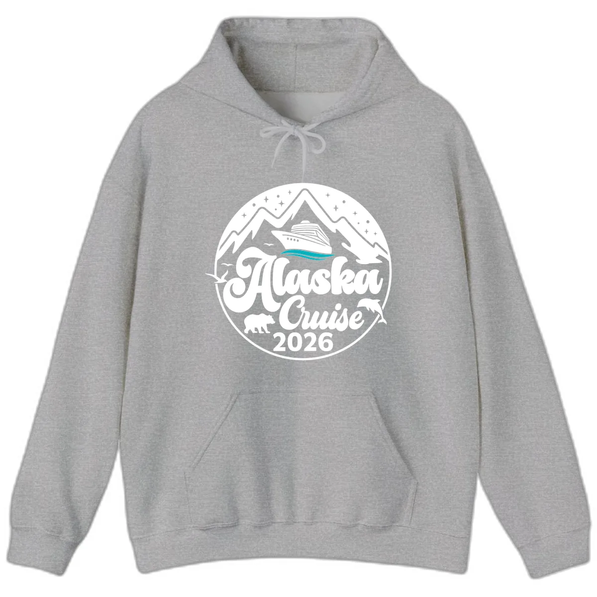 Ocean Wave Minimalist Hoodie in Sport Grey