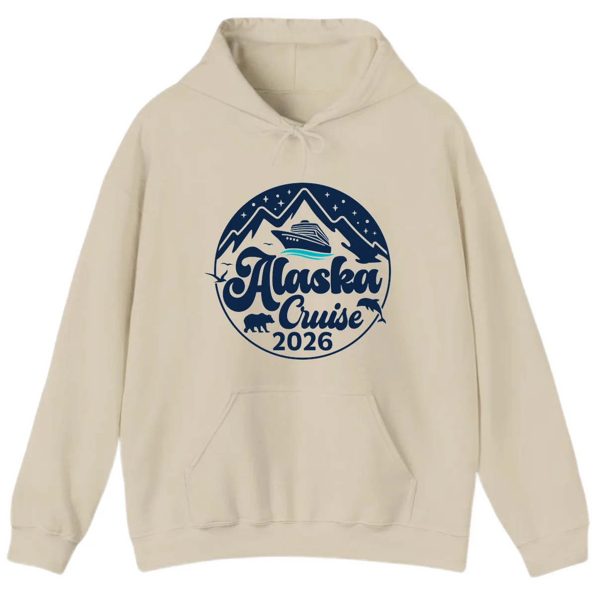 Ocean Wave Minimalist Hoodie in Sand