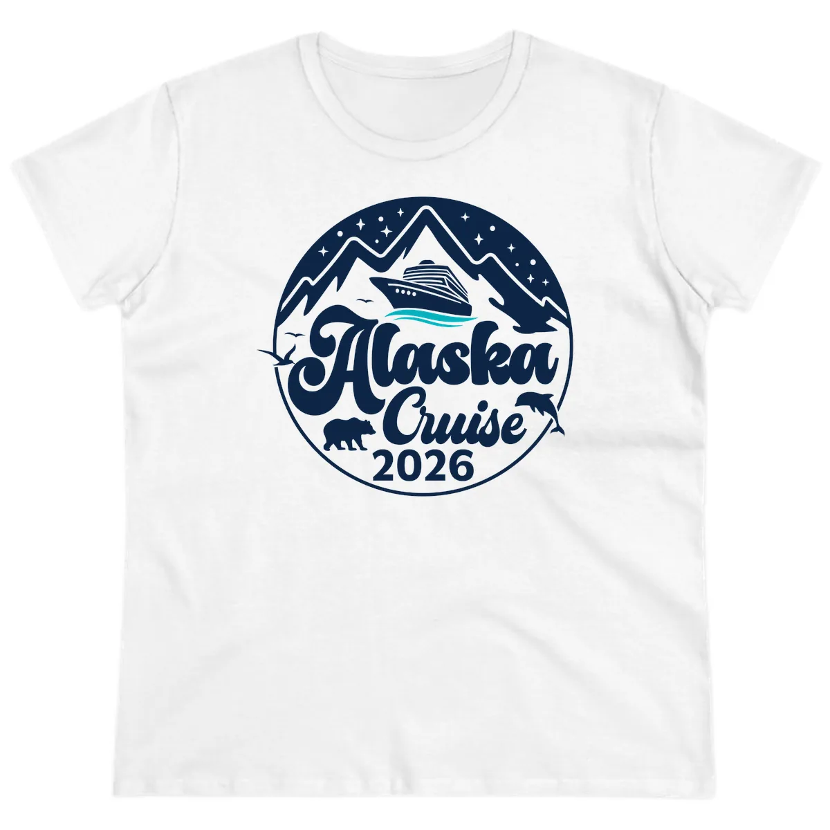 Ocean Wave Minimalist Ladies Tee in White