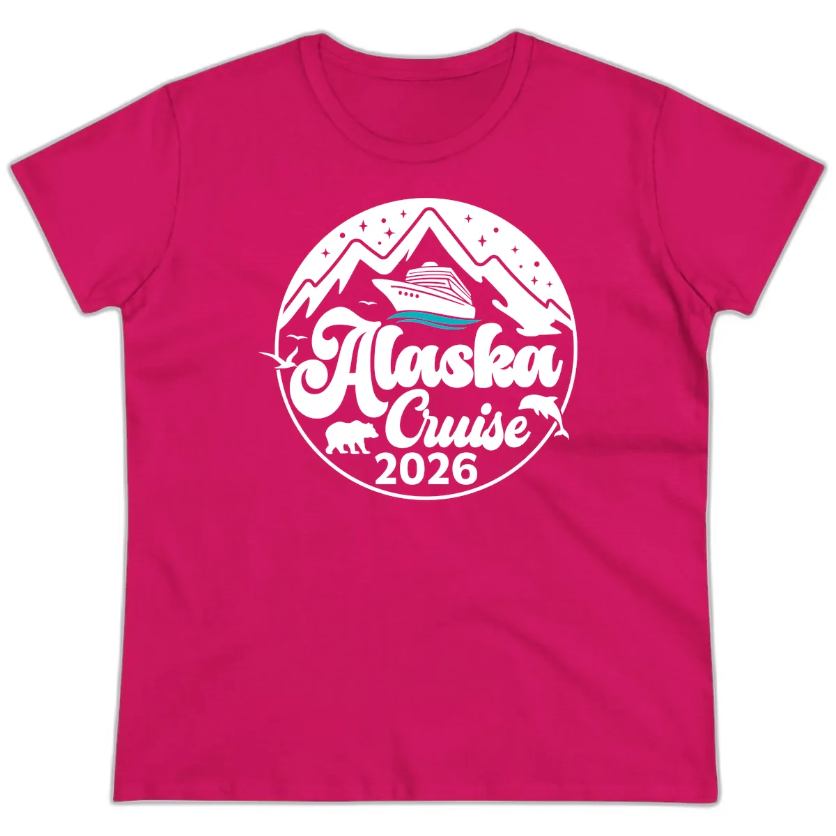 Ocean Wave Minimalist Ladies Tee in Heliconia