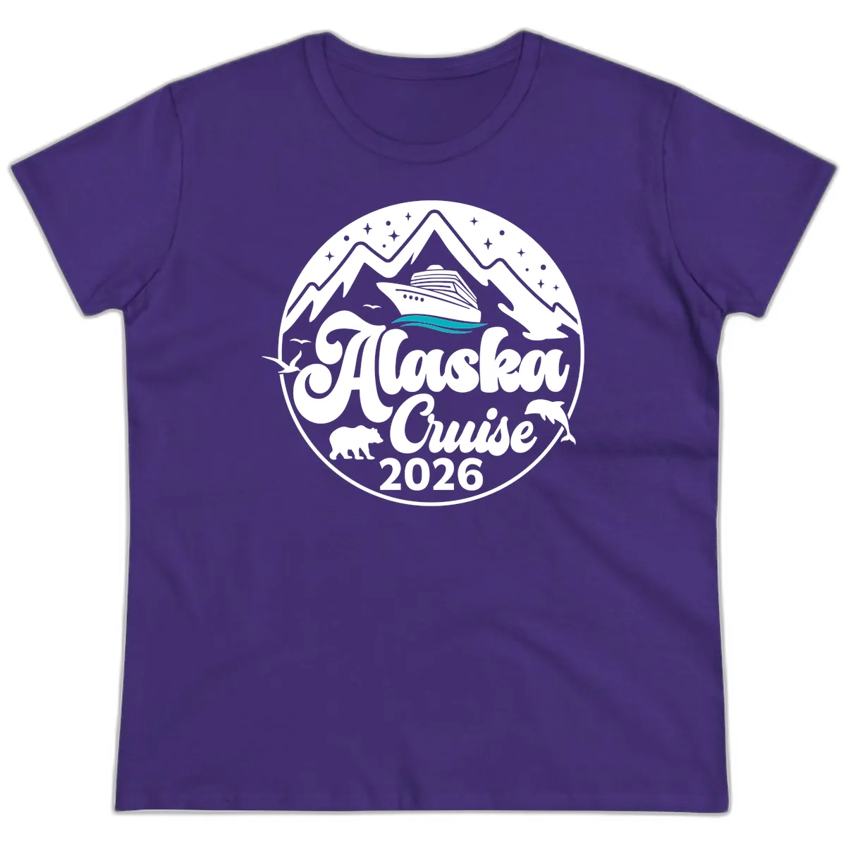 Ocean Wave Minimalist Ladies Tee in Purple