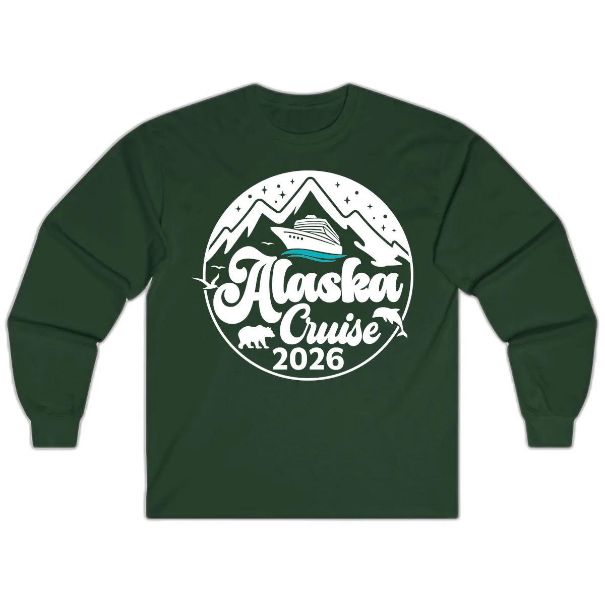 Ocean Wave Minimalist Long Sleeve in Forest Green