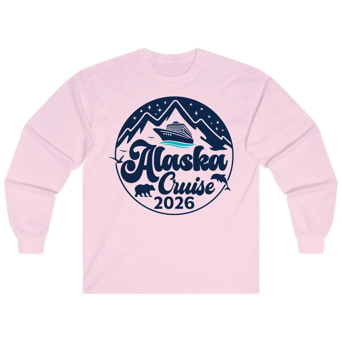 Ocean Wave Minimalist Long Sleeve in Light Pink