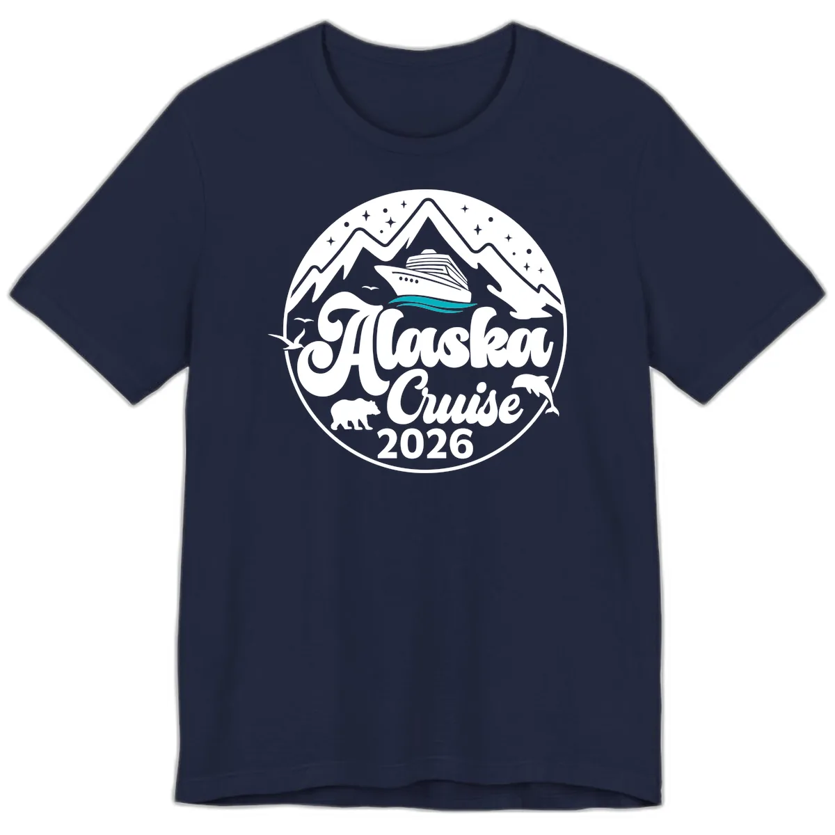 Ocean Wave Minimalist Premium T-Shirt in Navy
